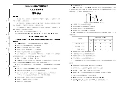 吉林省通化县综合高中2018-2019学年下学期高三4月月考仿真卷理综Word版含答案