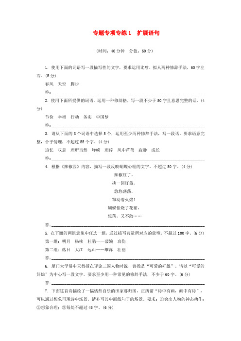 【三维设计】2020高考语文二轮复习 专项专练 扩展语句(含解析)