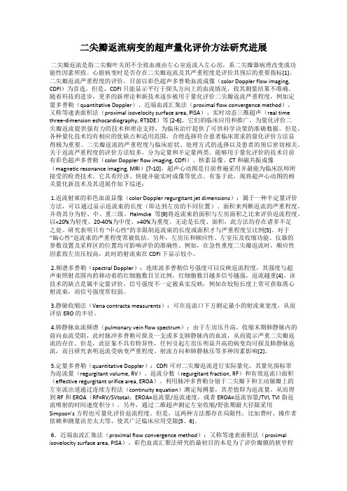 二尖瓣返流病变的超声量化评价方法研究进展