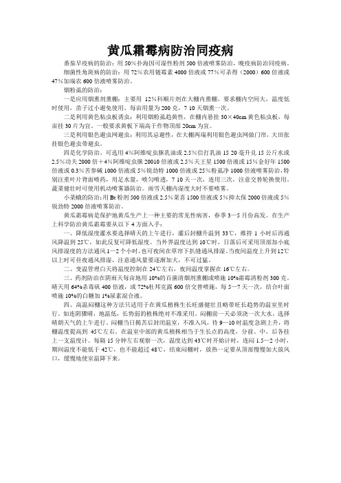 黄瓜霜霉病防治同疫病