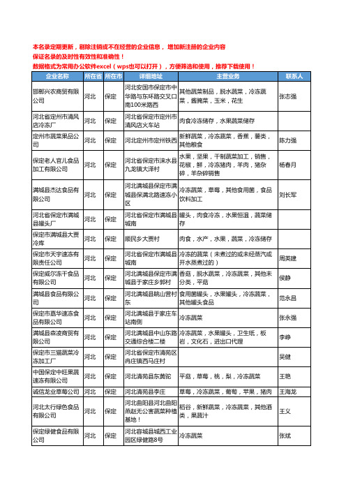 2020新版河北省冷冻蔬菜工商企业公司名录名单黄页大全66家
