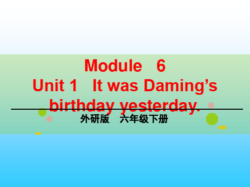 六年级英语下册课件-Module 6 Unit 1 It was
