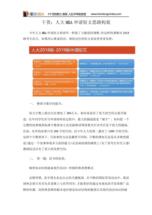 干货：人大MBA申请短文思路构架