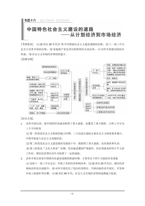 2015届高三历史二轮同步复习：专题16《中国特色社会主义建设化的道路》
