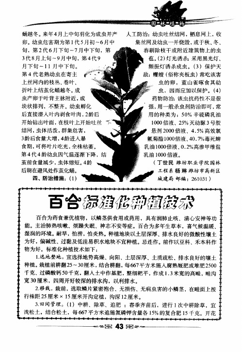 百合标准化种植技术