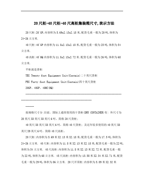 20尺柜-40尺柜-40尺高柜集装箱尺寸,表示方法