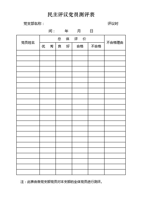 党员争先创优活动表格