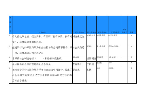 电大社会学概论答案
