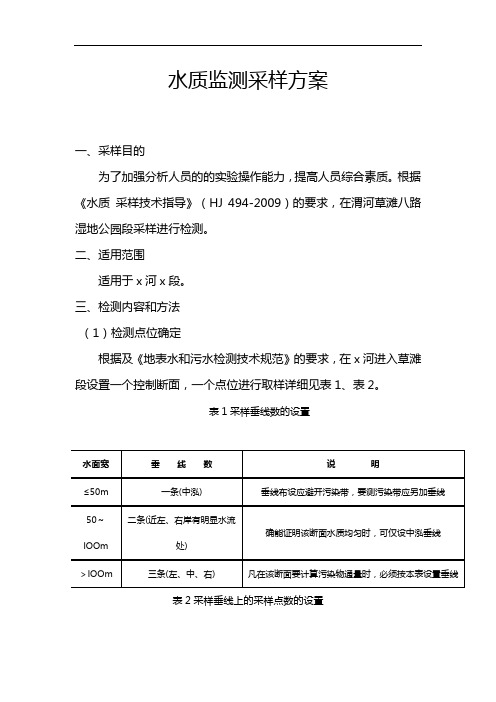 环境水质监测采样方案