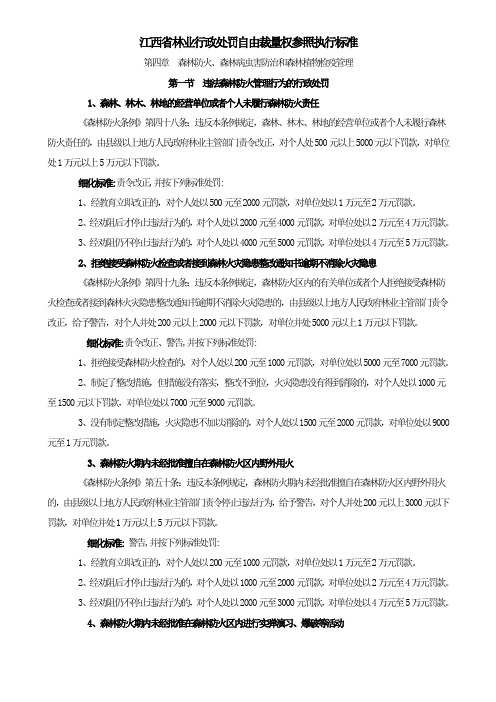 江西省林业行政处罚自由裁量权参照执行标准