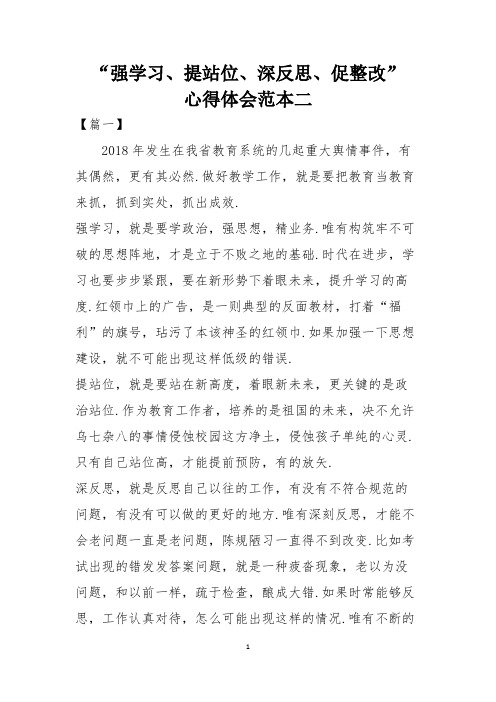 “强学习、提站位、深反思、促整改”心得体会范本二