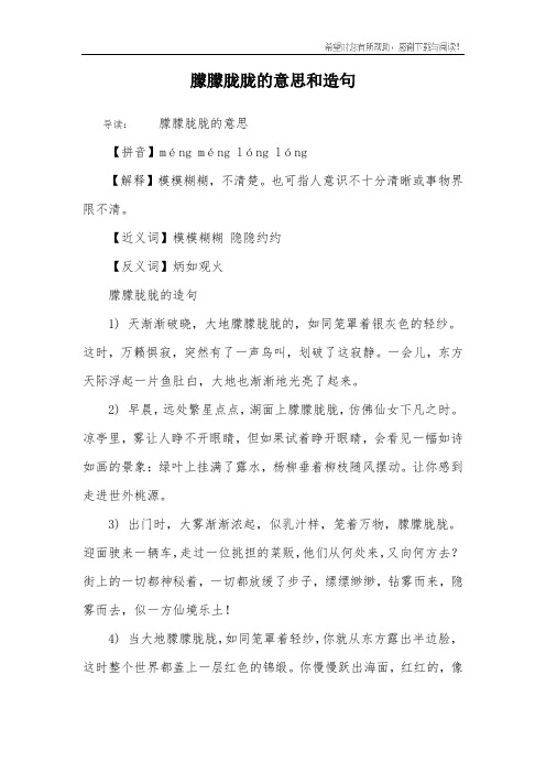 朦朦胧胧的意思和造句