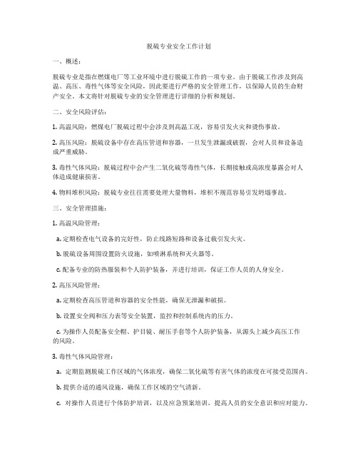 脱硫专业安全工作计划