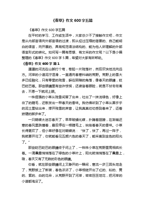 《春草》作文600字五篇