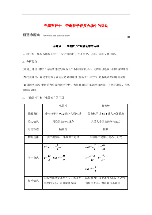 江苏专用2020版高考物理新增分大一轮复习第八章磁场专题突破十带电粒子在复合场中的运动讲义含解