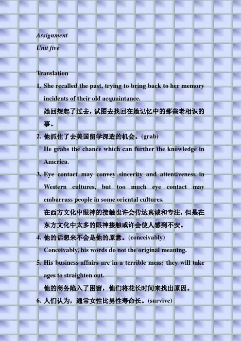 Assignment- unit 5, book 1