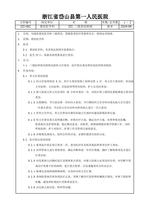D-ICU-002ICU三级查房制度