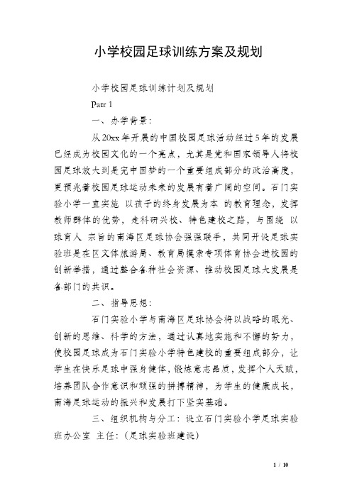 小学校园足球训练方案及规划