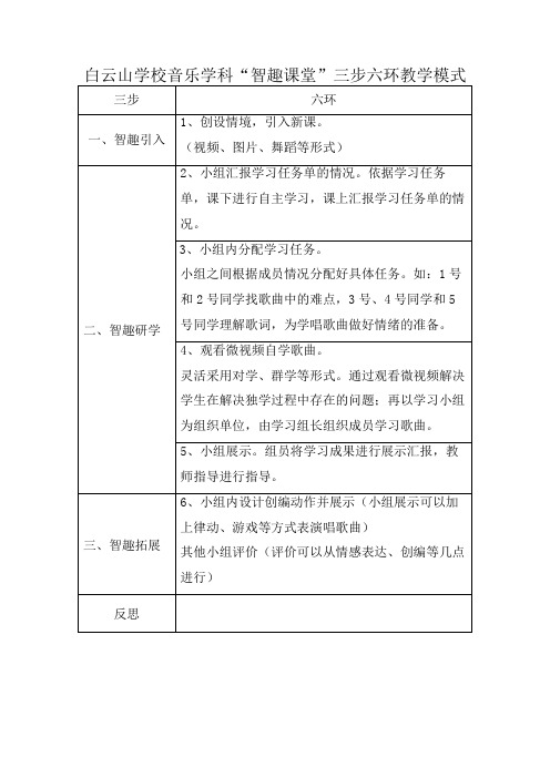 白云山学校“智趣课堂”三步六环教学模式-音乐学科