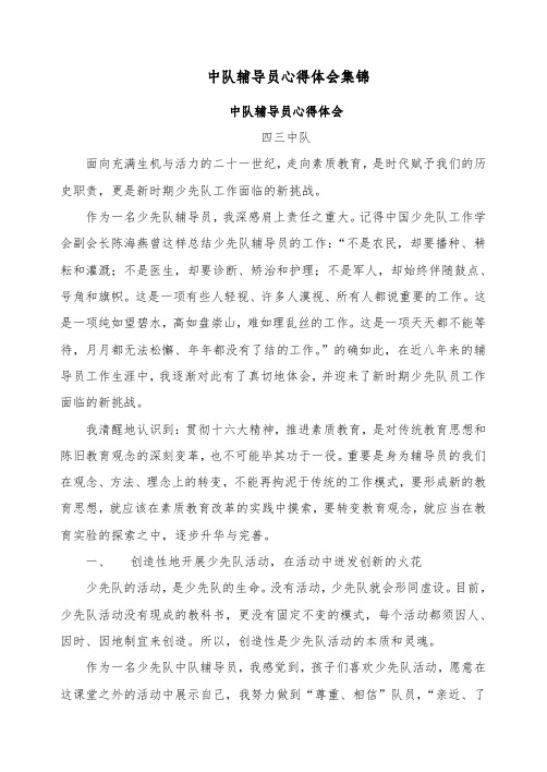 中队辅导员心得体会集锦