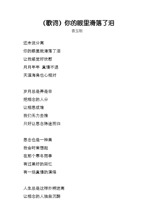 (歌词)你的眼里滑落了泪