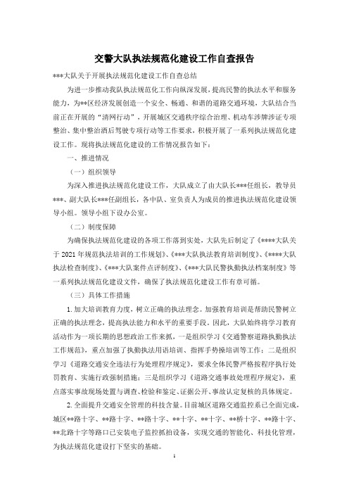 交警大队执法规范化建设工作自查报告
