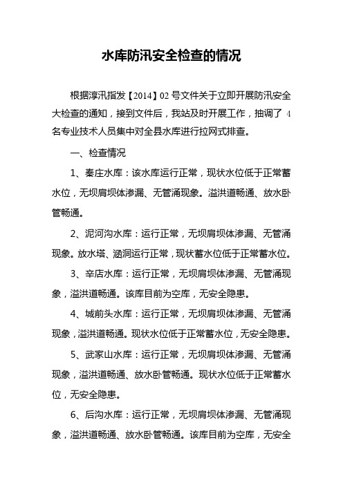 水库防汛安全检查情况 2