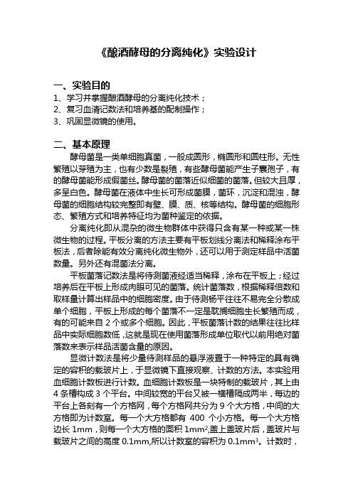 酿酒酵母分离纯化的实验设计