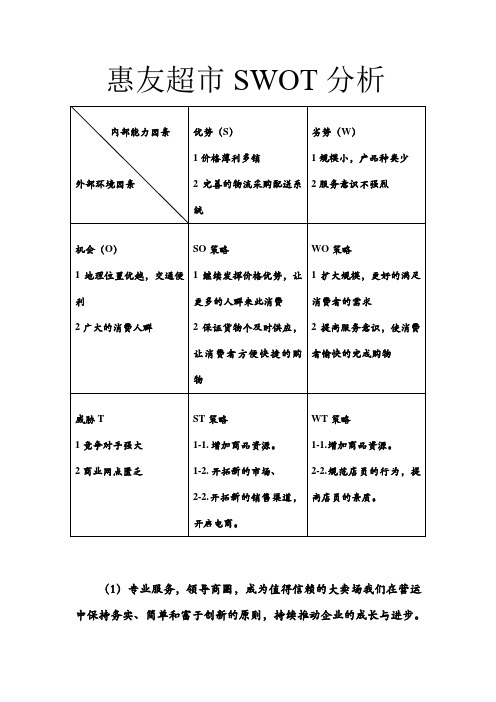 惠友超市SWOT分析