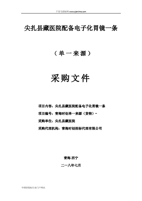 医院配备电子化胃镜一条招投标书范本