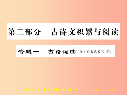 2019届中考语文复习第二部分古诗文积累与阅读专题一古诗词曲二课件
