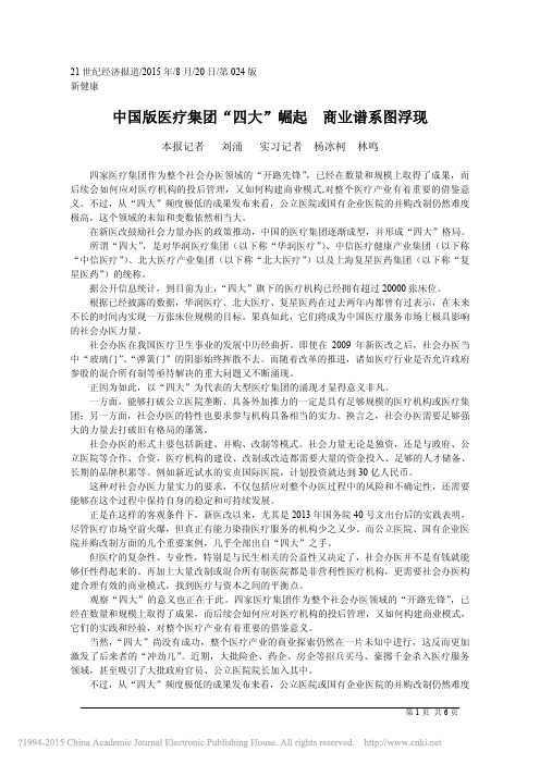 中国版医疗集团_四大_崛起商业谱系图浮现_刘涌