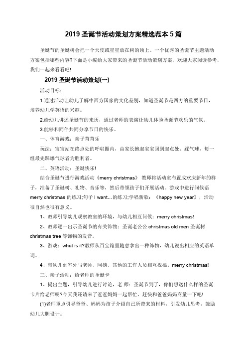 2019圣诞节活动策划方案精选范本5篇