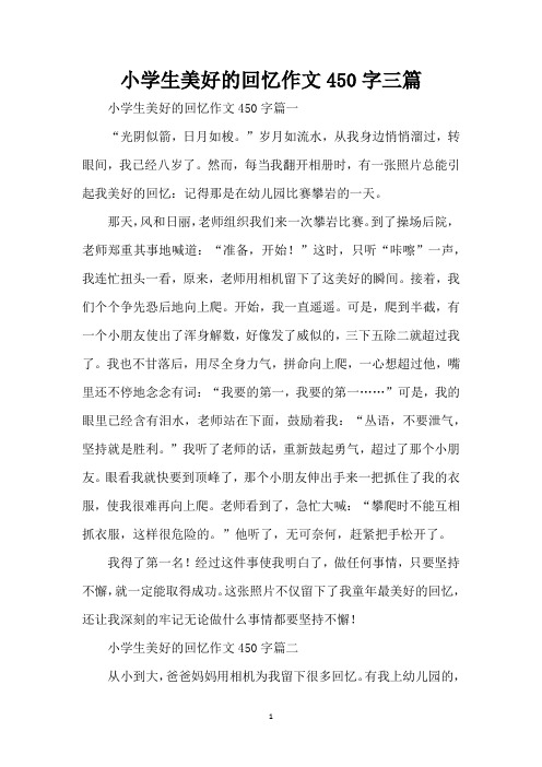 小学生美好的回忆作文450字三篇(新编)
