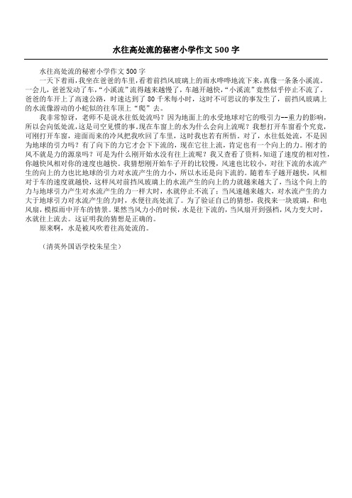水往高处流的秘密小学作文500字