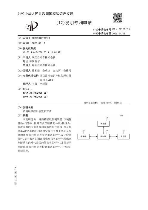 酒精联锁控制装置和方法[发明专利]