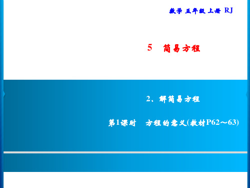 五年级上册数学习题课件-5.2  第1、2课时 方程的意义和等式的性质｜人教版(共13张PPT)