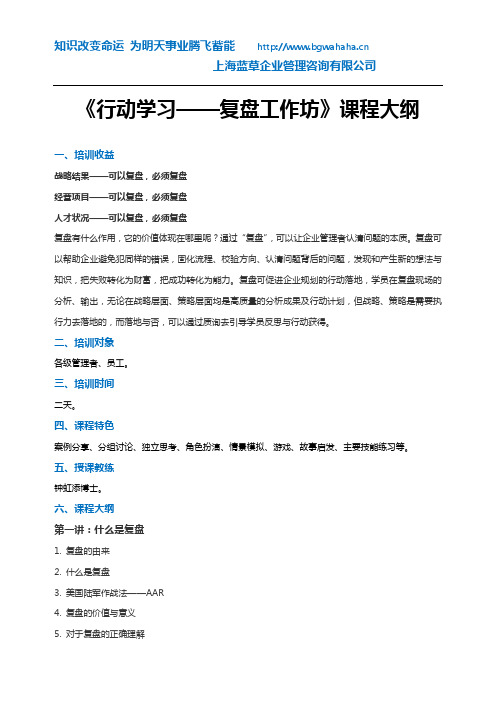 《行动学习—复盘工作坊》2.0