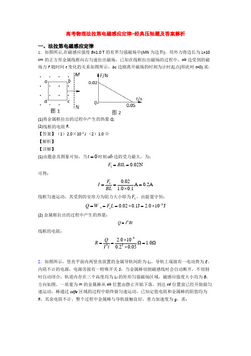 高考物理法拉第电磁感应定律-经典压轴题及答案解析