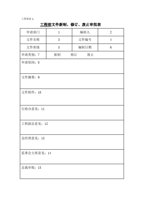 工程部所用全部表单