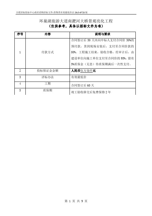 环巢湖旅游大道南淝河大桥景观亮化工程