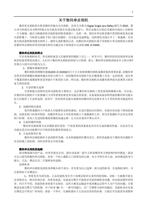 数码单反相机的特点及选购