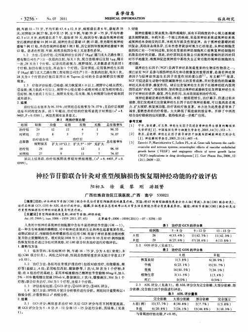 神经节苷脂联合针灸对重型颅脑损伤恢复期神经功能的疗效评估