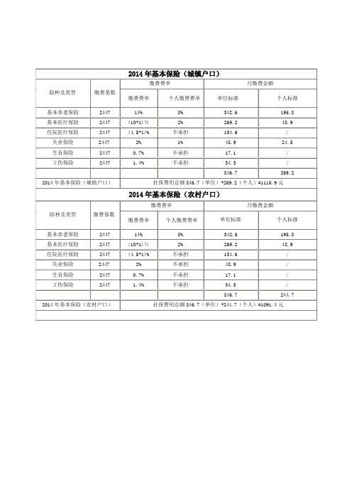 2014年度社保缴费明细