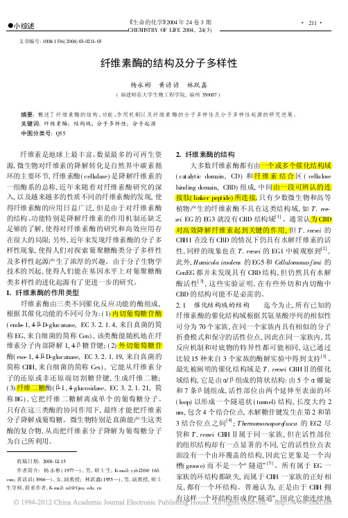 纤维素酶的结构及分子多样性_杨永彬