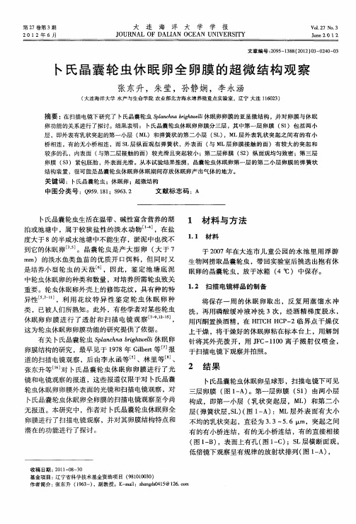 卜氏晶囊轮虫休眠卵全卵膜的超微结构观察