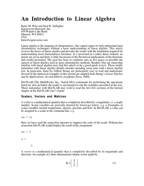 Introduction to Linear Algebra