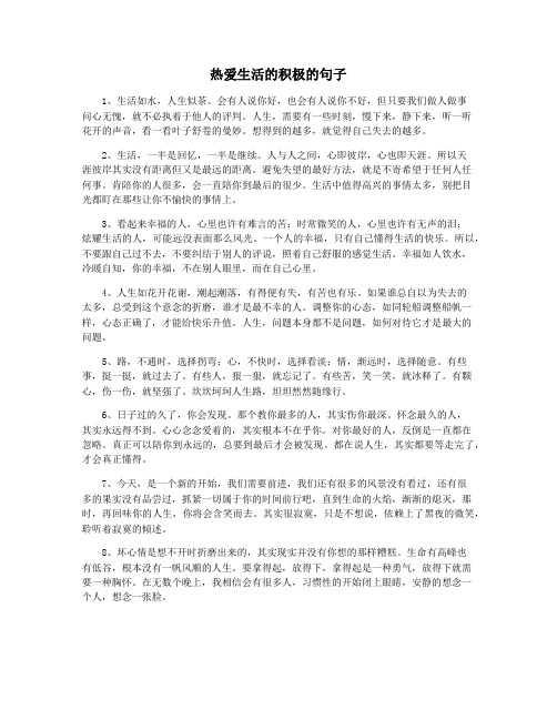 热爱生活的积极的句子
