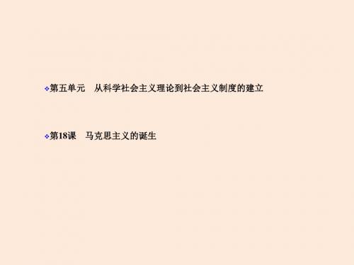 2015级高一历史课件专题五第18课马克思主义的诞生(人教版必修1)