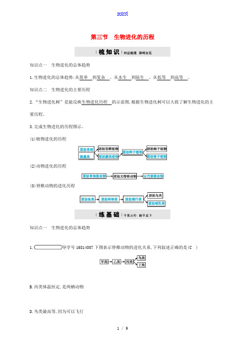 八年级生物下册 5.1.3 生物进化的历程精练 (新版)济南版-(新版)济南版初中八年级下册生物试题